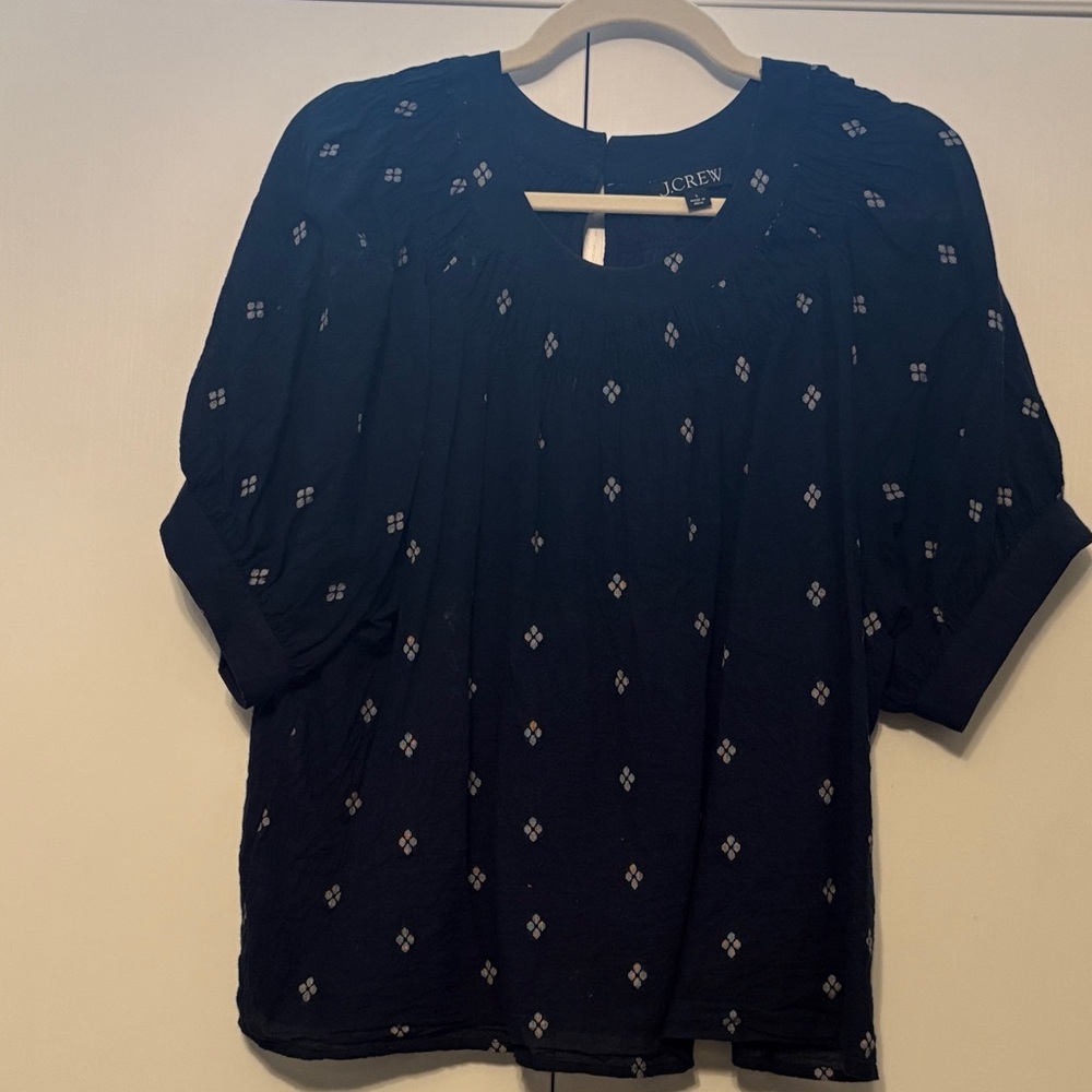 JCREW Cotton Blouse in Navy Size Large